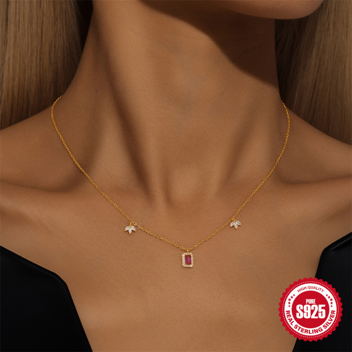 S925 Sterling Silver Inlaid Diamond Horse Eye Layered Versatile Collarbone Necklace European and American Hot-Selling Elegant Zircon Necklace Accessory