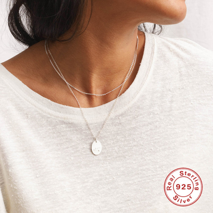 S925 Sterling Silver INS Simple Everyday Versatile Collarbone Necklace Korean Design Personality Internet Celebrity S...