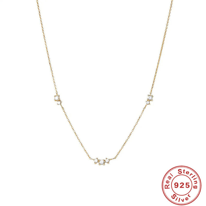S925 Sterling Silver Triple Diamond Stacked Daily Wear Collarbone Necklace European and American Hot Selling Elegant Creative Necklace for Women