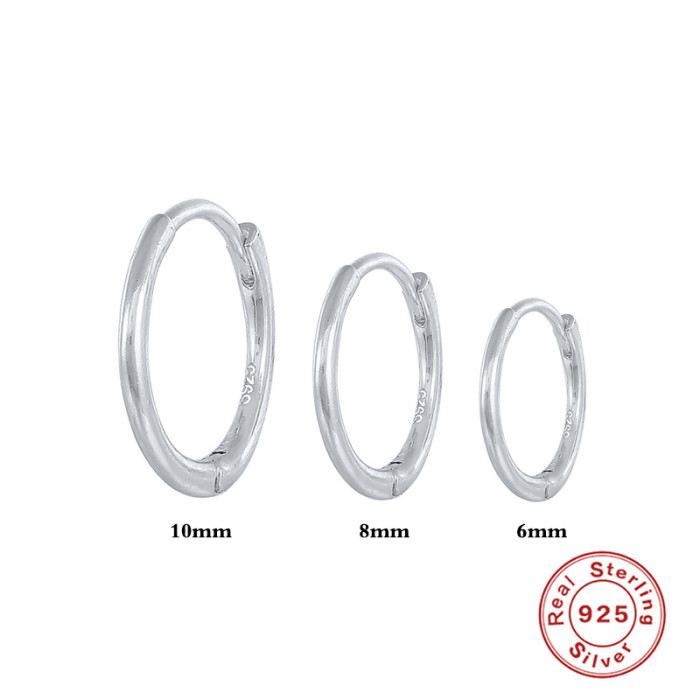 S925 Sterling Silver INS Style Minimalist Smooth Hoop Earrings Ear Clips Earrings Set Hot Selling Trendy Cool Earring...