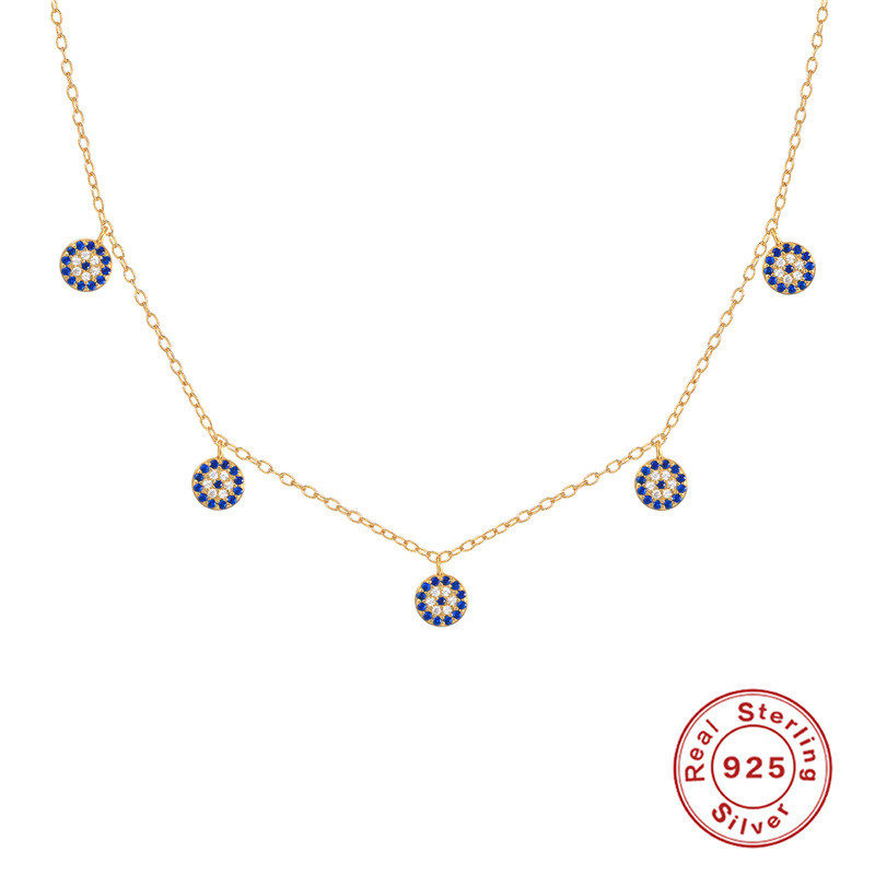 S925 Sterling Silver Turkish Blue Eye Collarbone Necklace European and American Hot Selling INS Style Bohemian Necklace Accessories
