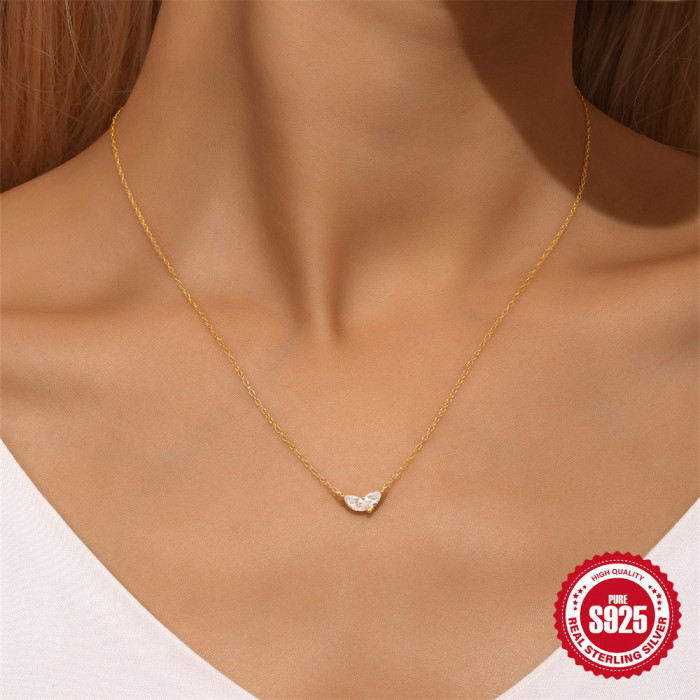 New S925 Sterling Silver Horse Eye Stone Classic Pendant Water Drop Collarbone Necklace French Style Retro Low-Key Luxury Necklace