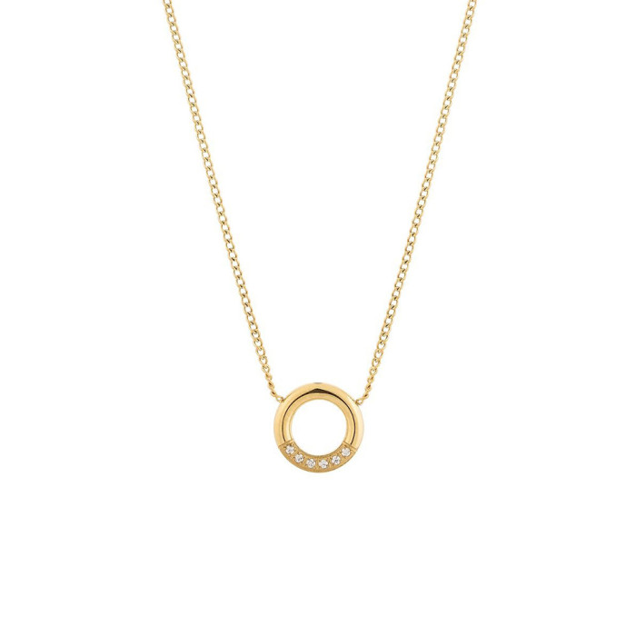 S925 Sterling Silver Simple INS Style Diamond-Studded Round Necklace for Women, European and American Fashion Niche Collarbone Chain Pendant Hot Jewelry