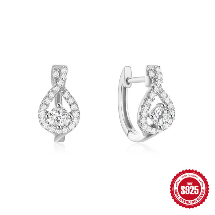 New 925 Sterling Silver 8-Shaped Stone-Studded Eternal Temperament Hoop Earrings, Hot-Selling INS Creative Style Ea...