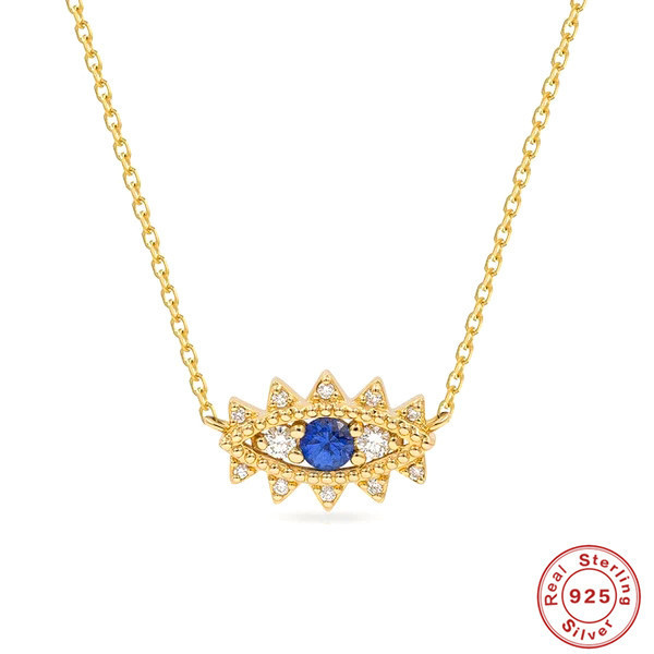 S925 Sterling Silver Evil Eye Layered Diamond Pendant Collarbone Necklace European and American Classic Hot Selling K Gold Plated Collarbone Chain