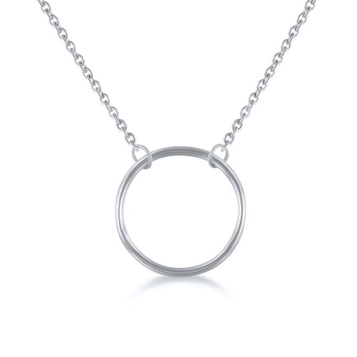Cross-Border Hot S925 Sterling Silver Necklace Cross-Border Hot Selling 10mm Geometric Round Pendant Minimalist Clavicle Chain Necklace
