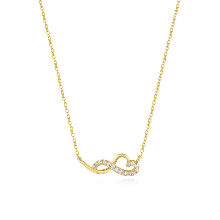 S925 Sterling Silver Infinite Loop Necklace High-end Design Sense Light Luxury Heart Element Summer New Fashion Collarbone Chain