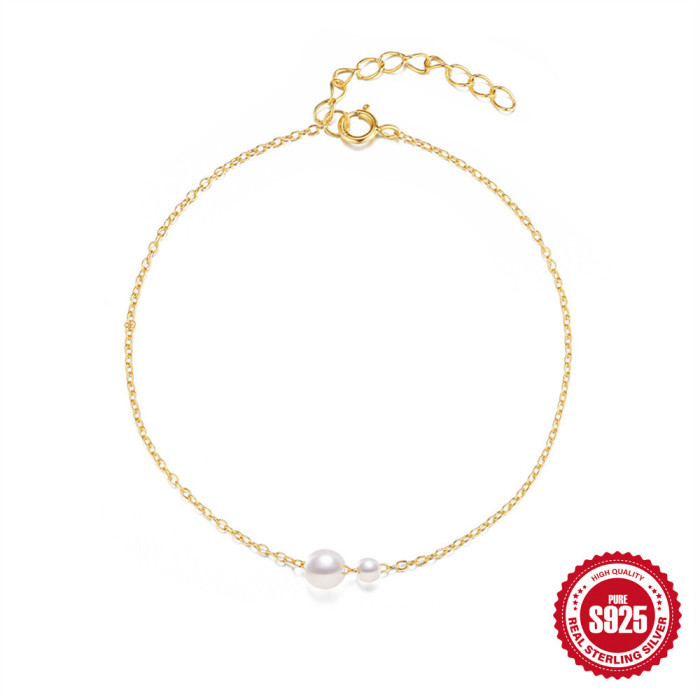 S925 Sterling Silver Pearl Sliding Necklace Bracelet Set Korean Version Ximia Retro Style Necklace Bracelet Jewelry for Women