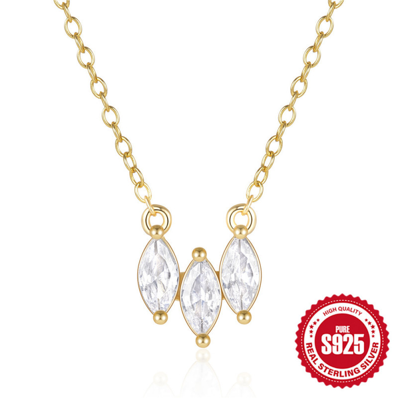 Hot Selling 925 Sterling Silver Water Drop Inlaid Diamond Versatile Fashion Collarbone Chain Japanese and Korean Niche High-end Sweater Necklace