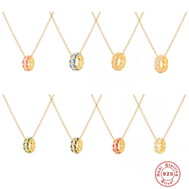 S925 Sterling Silver INS Style Oil Drop Chain Necklace European and American Light Luxury Fashion Versatile Women's Collarbone One Piece Wholesale Multi-layer