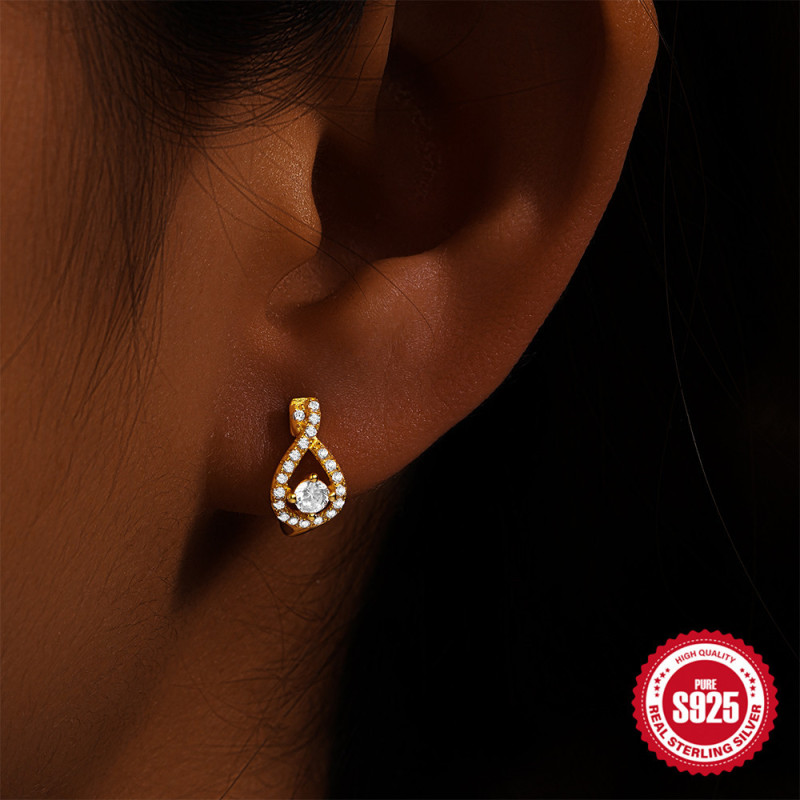 New 925 Sterling Silver 8-Shaped Diamond-Studded Eternal Temperament Hoop Earrings, European and American Hot-Selling INS Creative Style Earrings