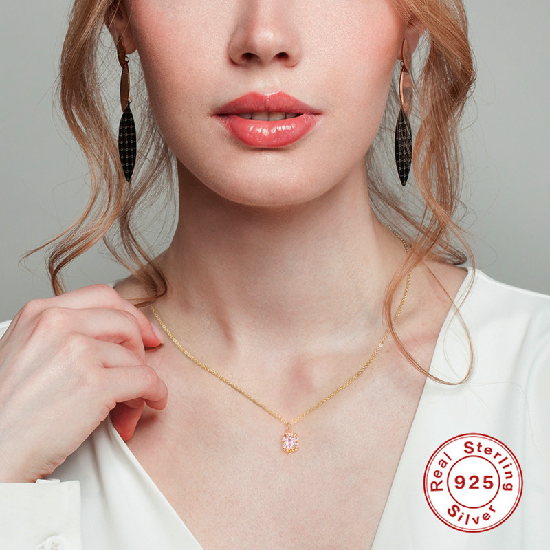 S925 Sterling Silver Colorful Inlaid Diamond Collarbone Necklace Internet Celebrity Street Style Trendy Personality K Gold Plated Light Luxury Necklace Accessories for Women