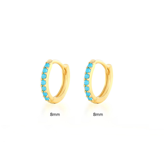 925 Sterling Silver Light Luxury Circle Earrings Ear Clips Hot Selling Jewelry Simple Colorful Zircon Hoop Earrings f...