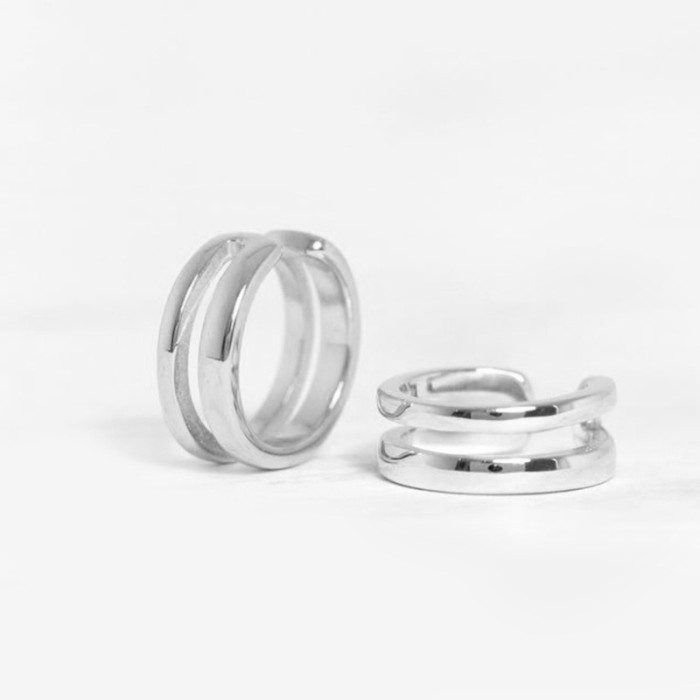 S925 Sterling Silver Ear Cuff INS Simple Double Layer Line Women's Ear Clip Non-Pierced Ear Cuff Personality Versatil...