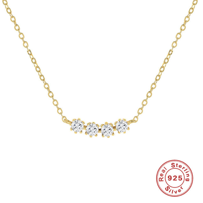 S925 Sterling Silver INS Creative Moonstone Stone-Inlaid Collarbone Chain Korean Style Elegant Personality Office W...