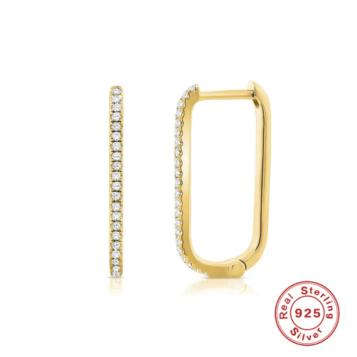 S925 Sterling Silver U-Shaped Stone-Studded Personality Trendy Ear Cuff Earrings Best-Selling Fashion Simple INS St...