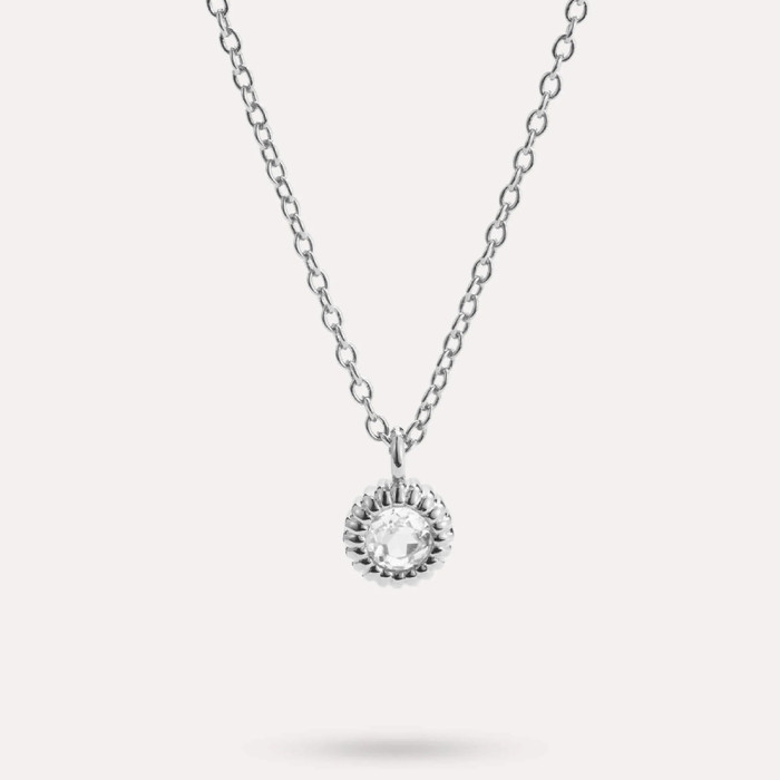 S925 Sterling Silver Round Personality Design Inlaid Diamond Necklace European and American Fashion Ins Style Single Zircon Pendant Clavicle Chain