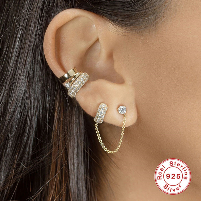 insS925 Sterling Silver Hot Sale Non-mainstream Earrings for Women Luxurious Multi-stone Personality Creative Rainb...