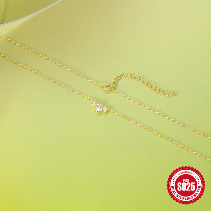 S925 Sterling Silver Personalized Large and Small Diamond Stacked Necklace Elegant Collarbone Necklace Korean Style Internet Celebrity Same Style Summer Versatile Necklace