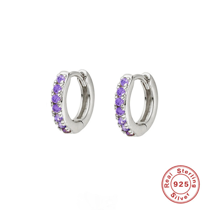 S925 Sterling Silver Round Stone-Studded Ear Cuff Hoop Earrings AliExpress Bestselling Trendy Personality INS Creat...