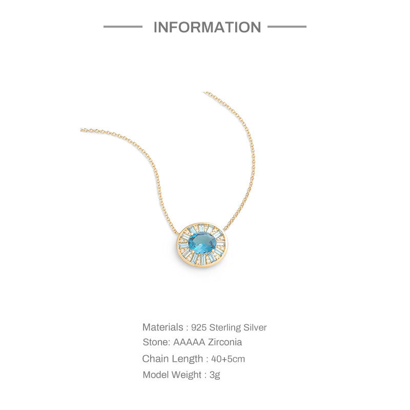 S925 Sterling Silver Egg-Shaped Diamond-Studded Pendant Elegant Collarbone Chain European and American Hot-Selling Trendy Personality Versatile Layered Necklace for Women