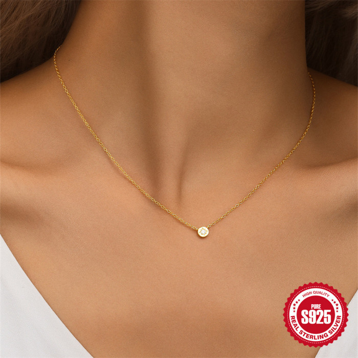 S925 Sterling Silver Creative Design Eight-Pointed Star Zircon Necklace Light Luxury High-End Design Sense Fashion Versatile Collarbone Chain for Women