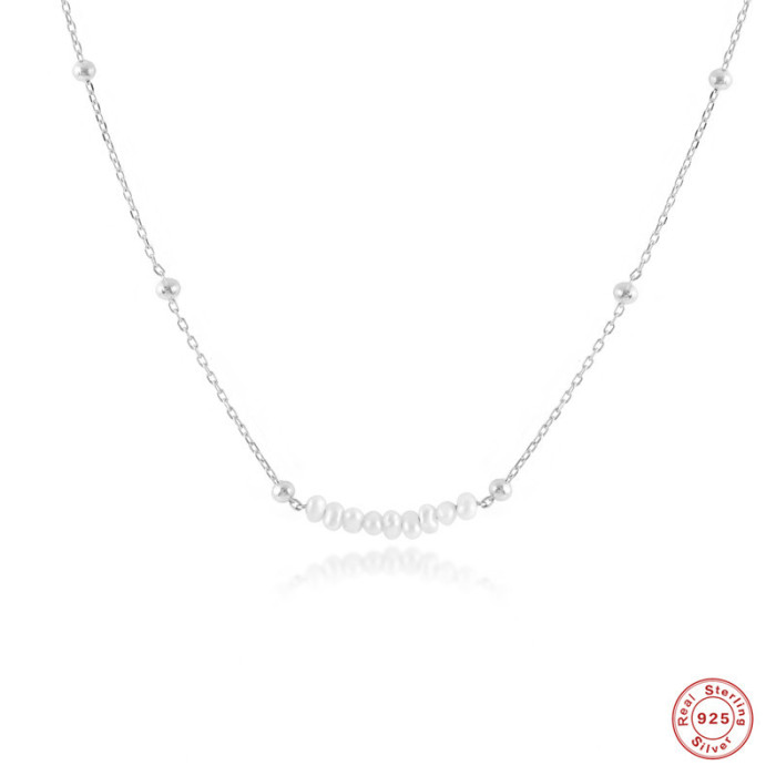 S925 Sterling Silver Baroque Irregular Pearl Collarbone Necklace Korean and Japanese Style Elegant Personality K Gold Plated Light Luxury Necklace Accessories