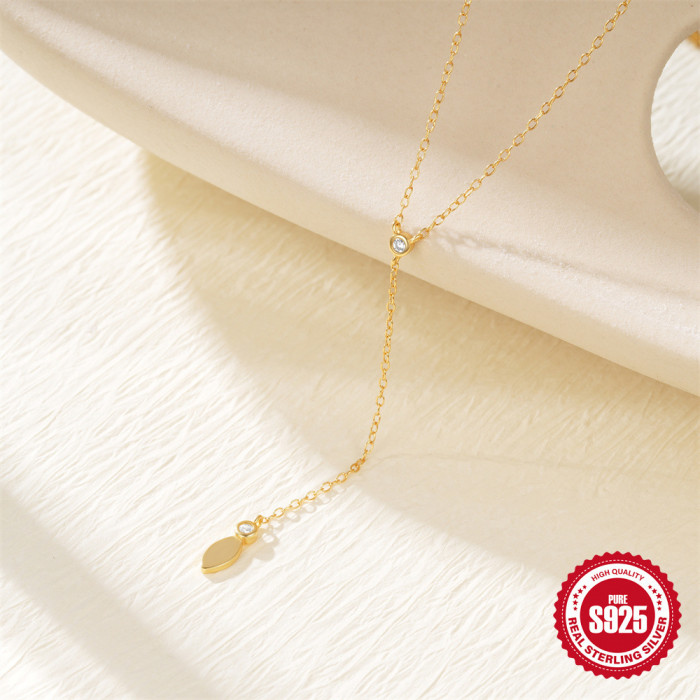 S925 Sterling Silver Water Drop Inlaid Diamond Women's Collarbone Chain European and American Cross-Border Hot-Selling Elegant Niche Design Necklace Accessory