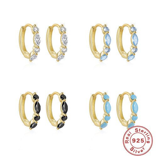 S925 Sterling Silver Classic Simple Diamond-Encrusted High-End Sense Hoop Earrings Ear Clips European and American Cross-Border Hot-Selling Water Drop Zircon Earrings for Women