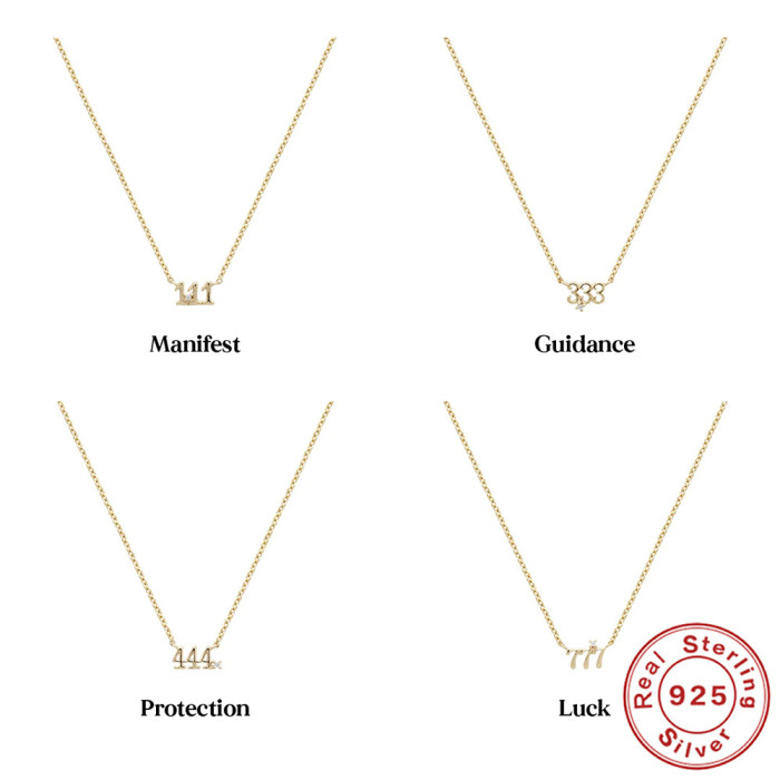 925 Sterling Silver New Angel Number Collarbone Necklace Jewelry Hot Selling Light Luxury Niche Collarbone Chain Jewe...