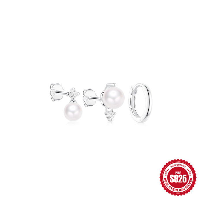 S925 Sterling Silver Bee Petal Butterfly Set Versatile Earrings Hoop Korean and Japanese Style Summer Edition Inlaid...