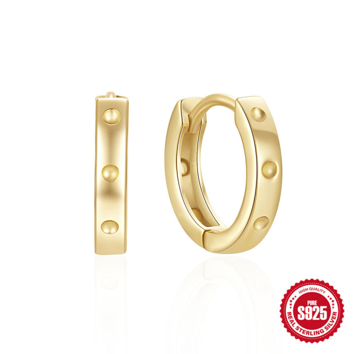 925 Sterling Silver Classic Basic Versatile Wide Stone-Studded Hoop Earrings for Women, Hot-Selling Elegant Ear Jew...