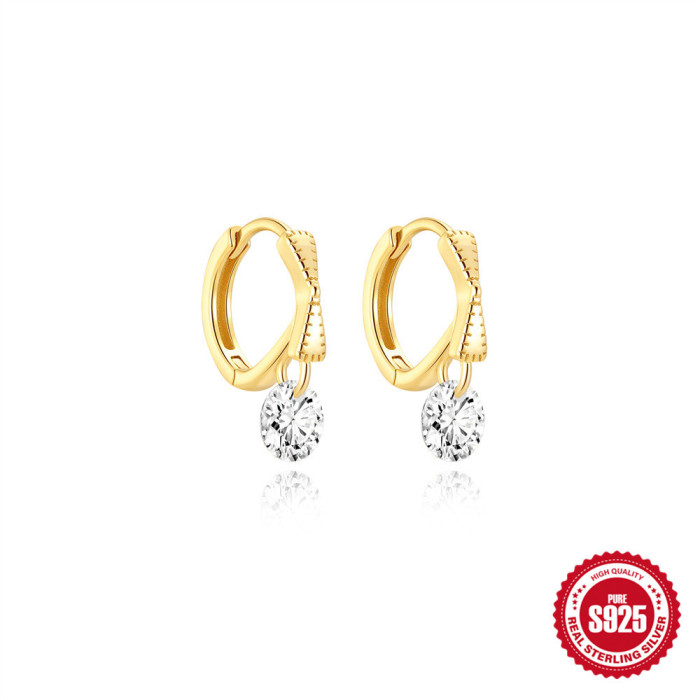 S925 Sterling Silver Butterfly Tassel Four-Pointed Star Inlaid Diamond Pearl Versatile Hoop Earrings European and American Hot-Selling Personality Ear Jewelry