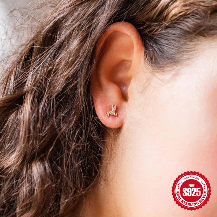 S925 Sterling Silver Fun Diamond-Studded Bird Earrings for Women European and American Fashion Hot-Selling Ins Style Zircon Earrings Jewelry Cross-Border