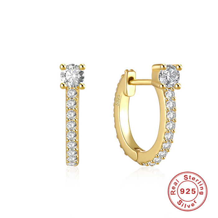 S925 Sterling Silver Curved Wave Two-tone Diamond-studded Hoop Earrings European and American Classic Hot-selling Trendy INS Earrings