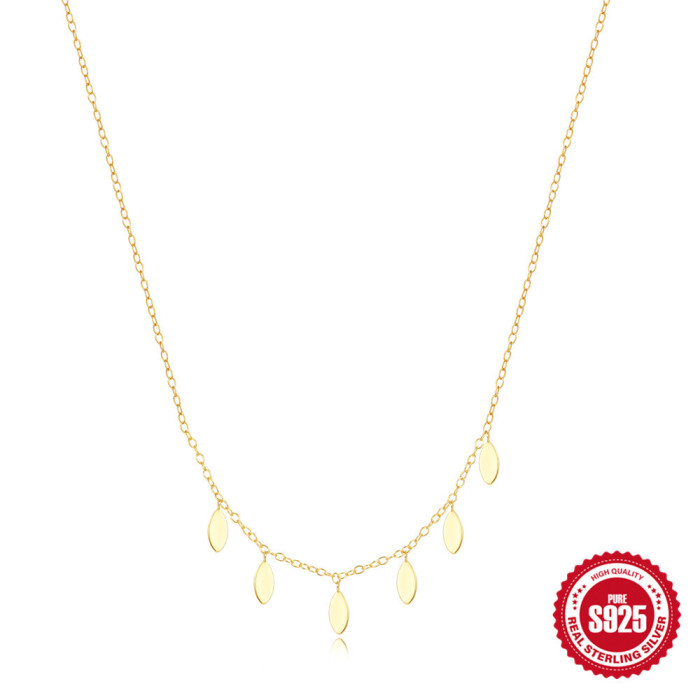 S925 Sterling Silver Marquise Round Pendant Layered Daily Wear Women's Collarbone Necklace European and American Cross-Border Hot-Selling Elegant Necklace