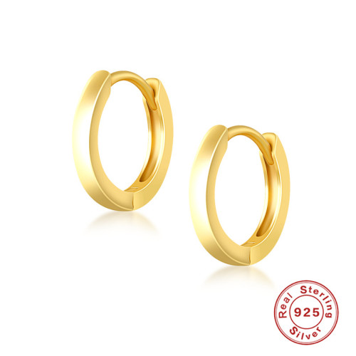 S925 Sterling Silver Smooth Hoop Earrings Ear Clips AliExpress Hot Sale Fashion Classic Simple Versatile Personality Women's Earrings Light Luxury