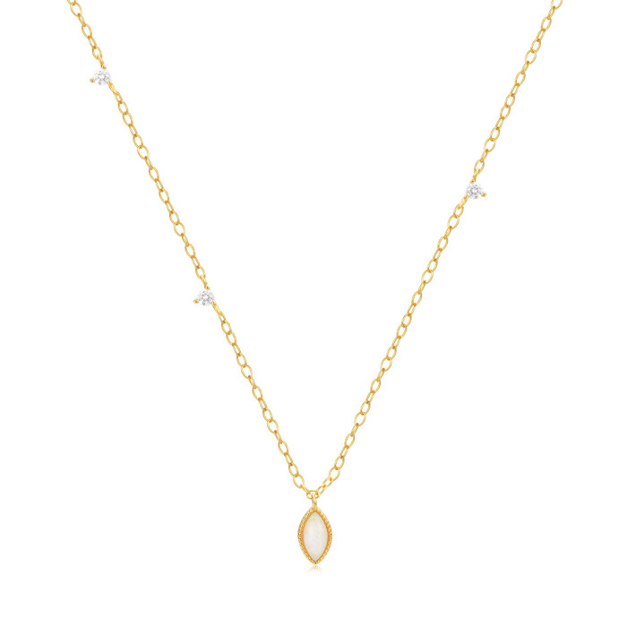 S925 Sterling Silver Cluster Diamond Australian Gemstone Marquise Pendant Collarbone Necklace Korean and Japanese Internet Celebrity Hot-Selling Classic Collarbone Chain