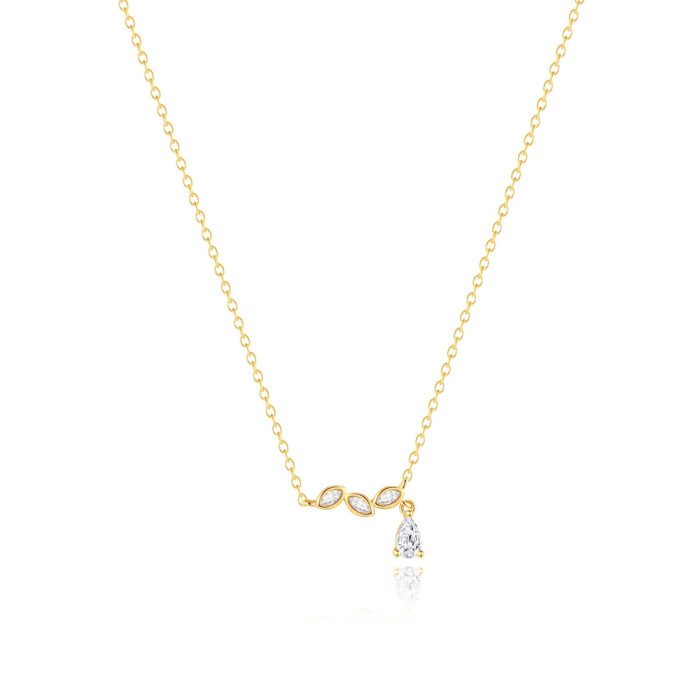 S925 Sterling Silver Classic Water Drop Marquise Diamond Necklace for Women European and American Cross-Border Hot-Selling High-End Clavicle Chain Silver Jewelry