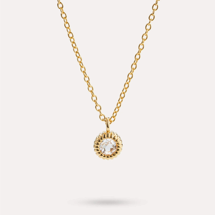 S925 Sterling Silver Round Personality Design Inlaid Diamond Necklace European and American Fashion Ins Style Single Zircon Pendant Clavicle Chain