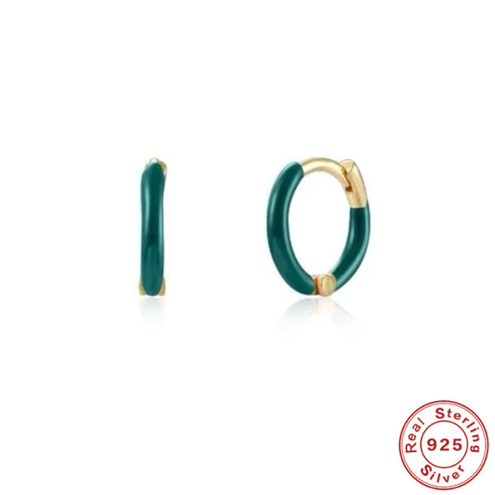 S925 Sterling Silver Round Handmade Oil Drop Earrings Studs Hot Sale Fashion Trend Simple Personality Hoop Earrings