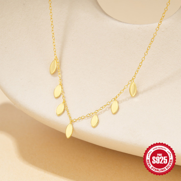 S925 Sterling Silver Marquise Round Pendant Layered Daily Wear Women's Collarbone Necklace European and American Cross-Border Hot-Selling Elegant Necklace