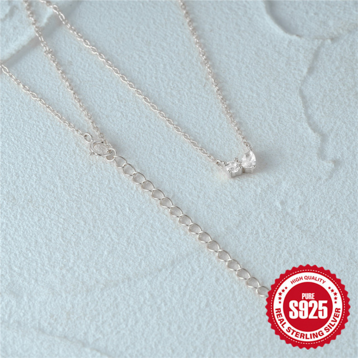 New 925 Sterling Silver Cluster Stone Collarbone Necklace for Women, Popular on Social Media, Niche Ins Style, Pers...