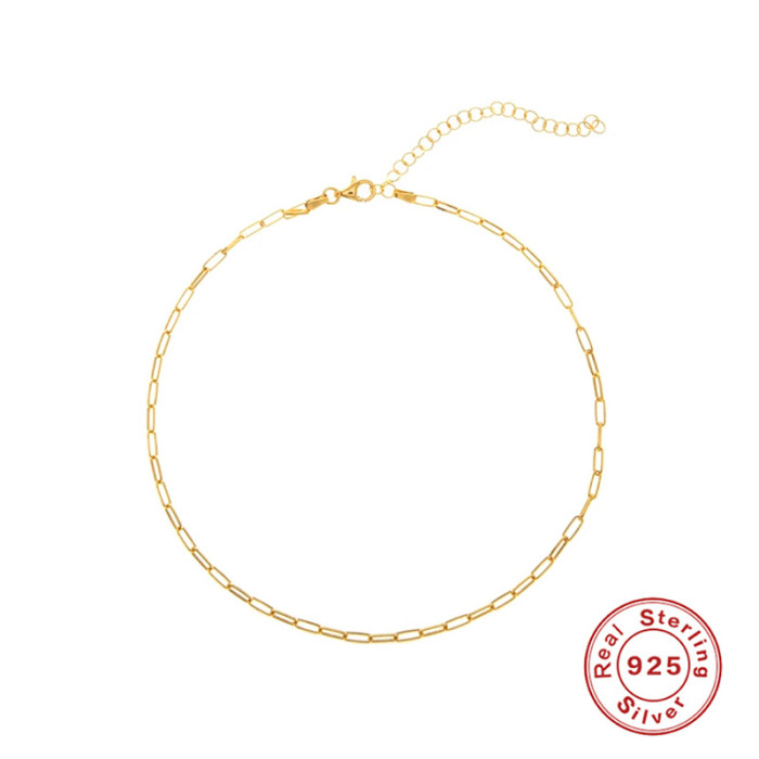 S925 Sterling Silver Necklace Ins Simple Paperclip Necklace Choker Neck Chain Korean Version Personality Trendy Collarbone Accessories