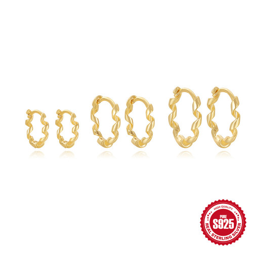 S925 Sterling Silver Round Twisted Line Personality Trendy Ear Cuff Hoop Jewelry European and American Hot New INS Earrings