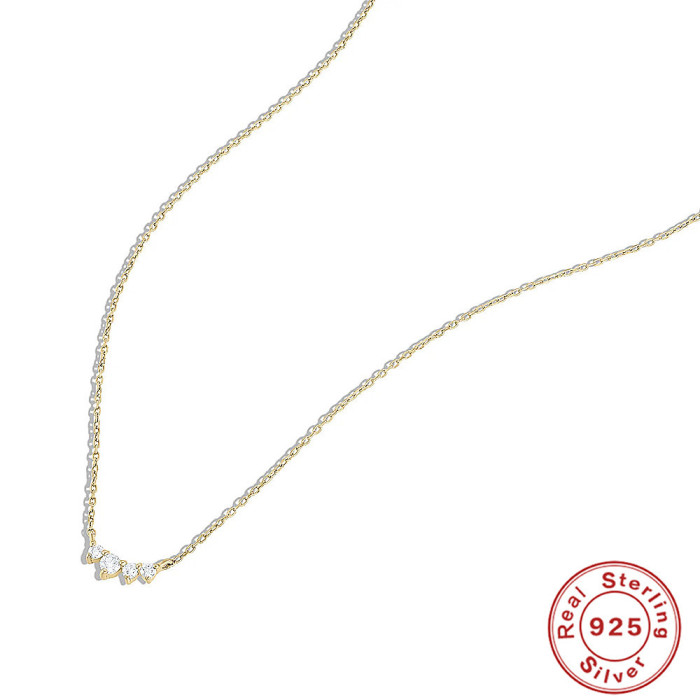 S925 Sterling Silver Classic Single Row Diamond-Encrusted Women's Collarbone Necklace European and American Fashion Simple Ins Style Elegant Necklace