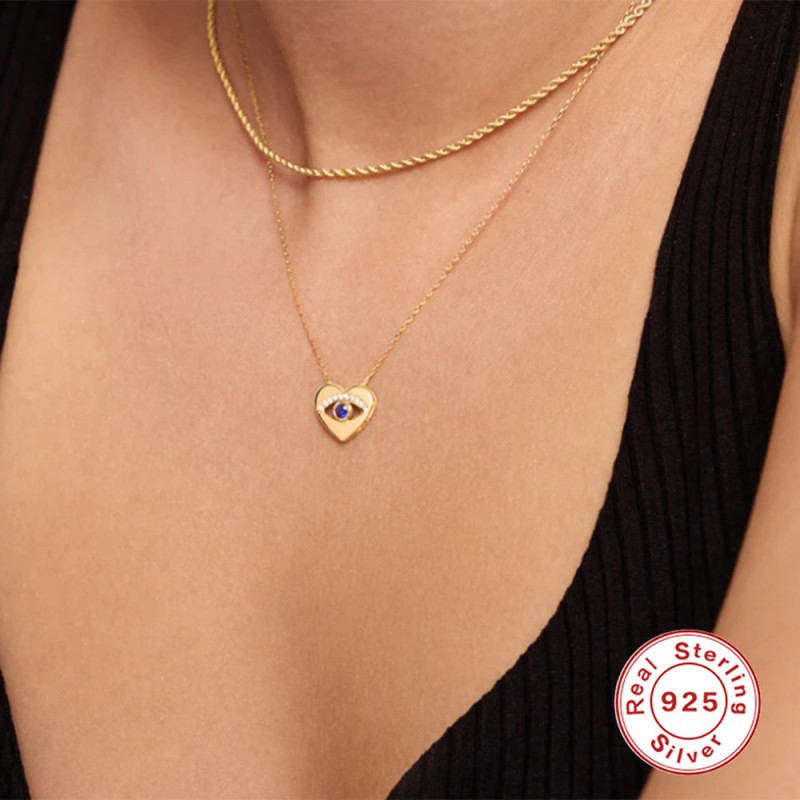 S925 Sterling Silver Classic Devil's Eye Versatile Necklace European and American Hot-Selling Personality Creative INS French Style Clavicle Chain