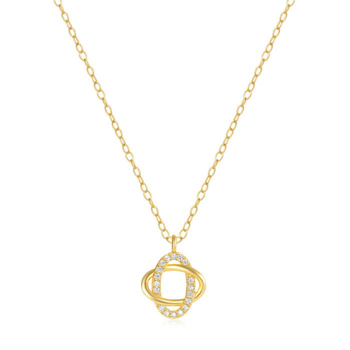 925 Sterling Silver Internet Celebrity New Style Diamond-Encrusted Necklace Japanese and Korean Ins Cold Style Fairy Exquisite Geometric Oval Collarbone Chain