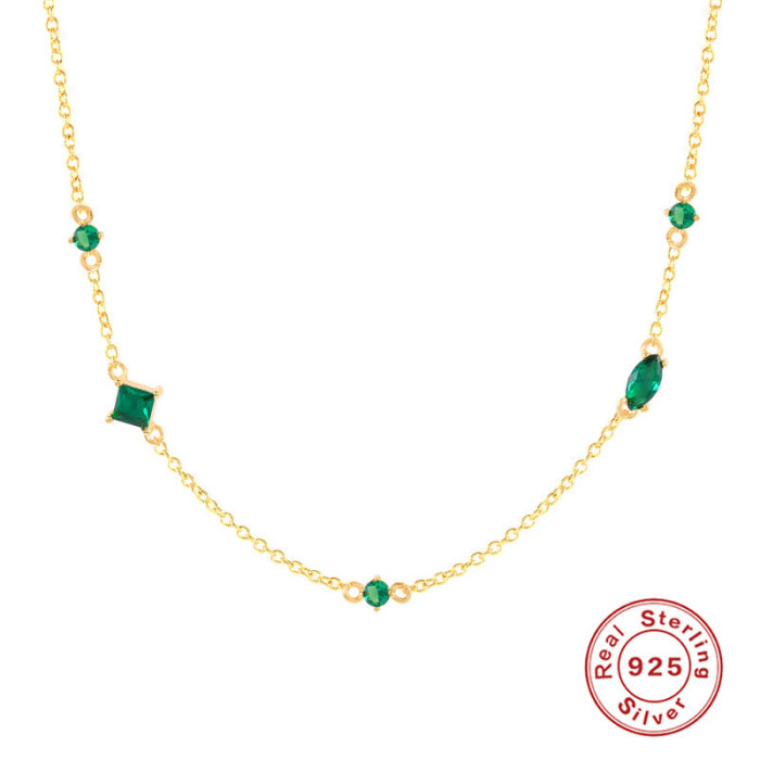 S925 Sterling Silver INS Creative Versatile Personality Mini Collarbone Necklace TikTok Same Style Inlaid Diamond Exquisite Collarbone Jewelry