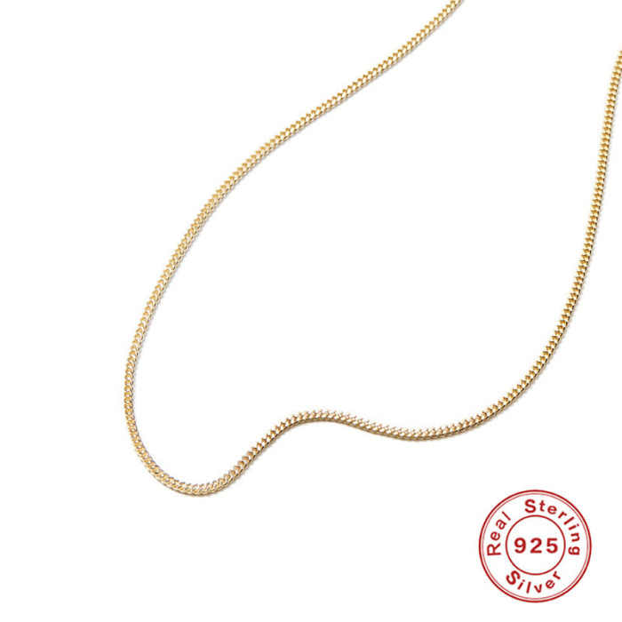 S925 Sterling Silver Classic Basic Versatile Adjustable Necklace European and American Fashion Simple Chain Free DIY Accessories